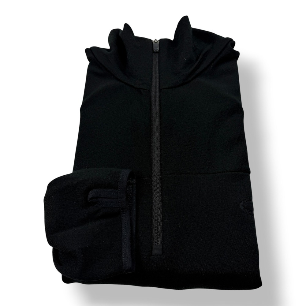 Icebreaker EXP Mens L Black 100% Merino Wool 1/4 Zip Pullover Thumbholes NZ Made